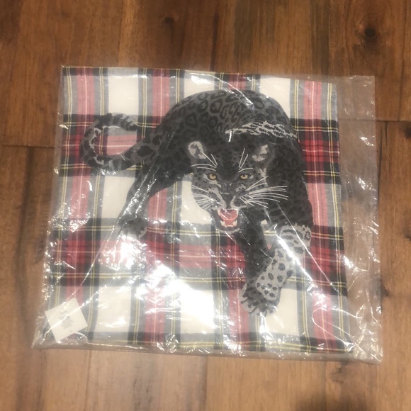Black Panther embroidered tartan pillow cover William Sonoma home - Picture 5 of 11
